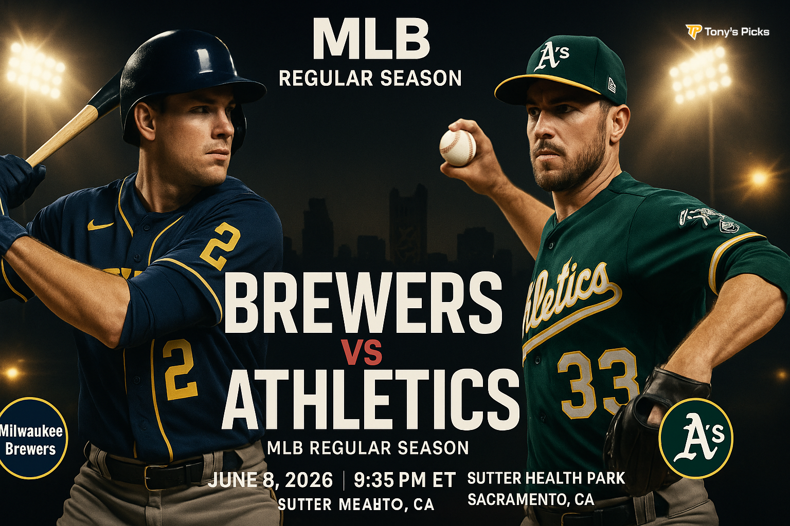 Milwaukee Brewers vs Athletics Sutter Health Park — Tony's Picks