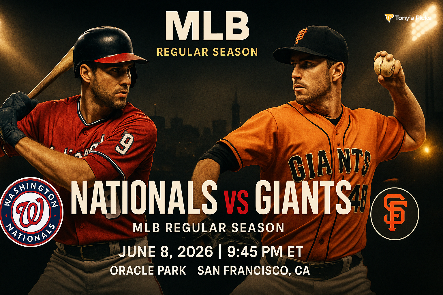Washington Nationals vs San Francisco Giants Oracle Park — Tony's Picks