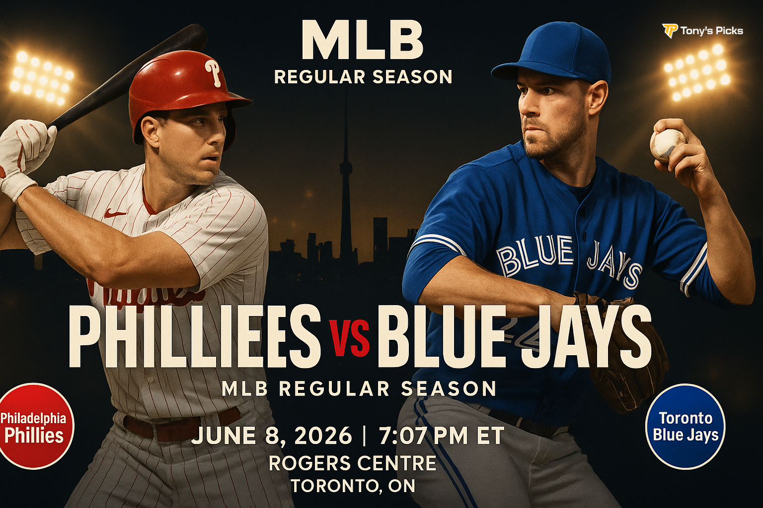 Philadelphia Phillies vs Toronto Blue Jays Rogers Centre — Tony's Picks