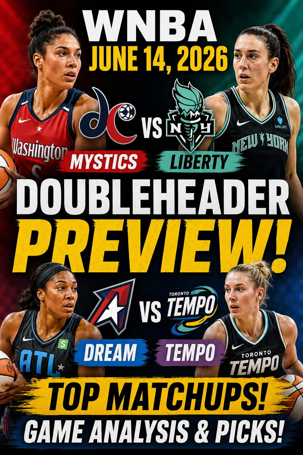 Free WNBA Picks For Today 6/14/2026