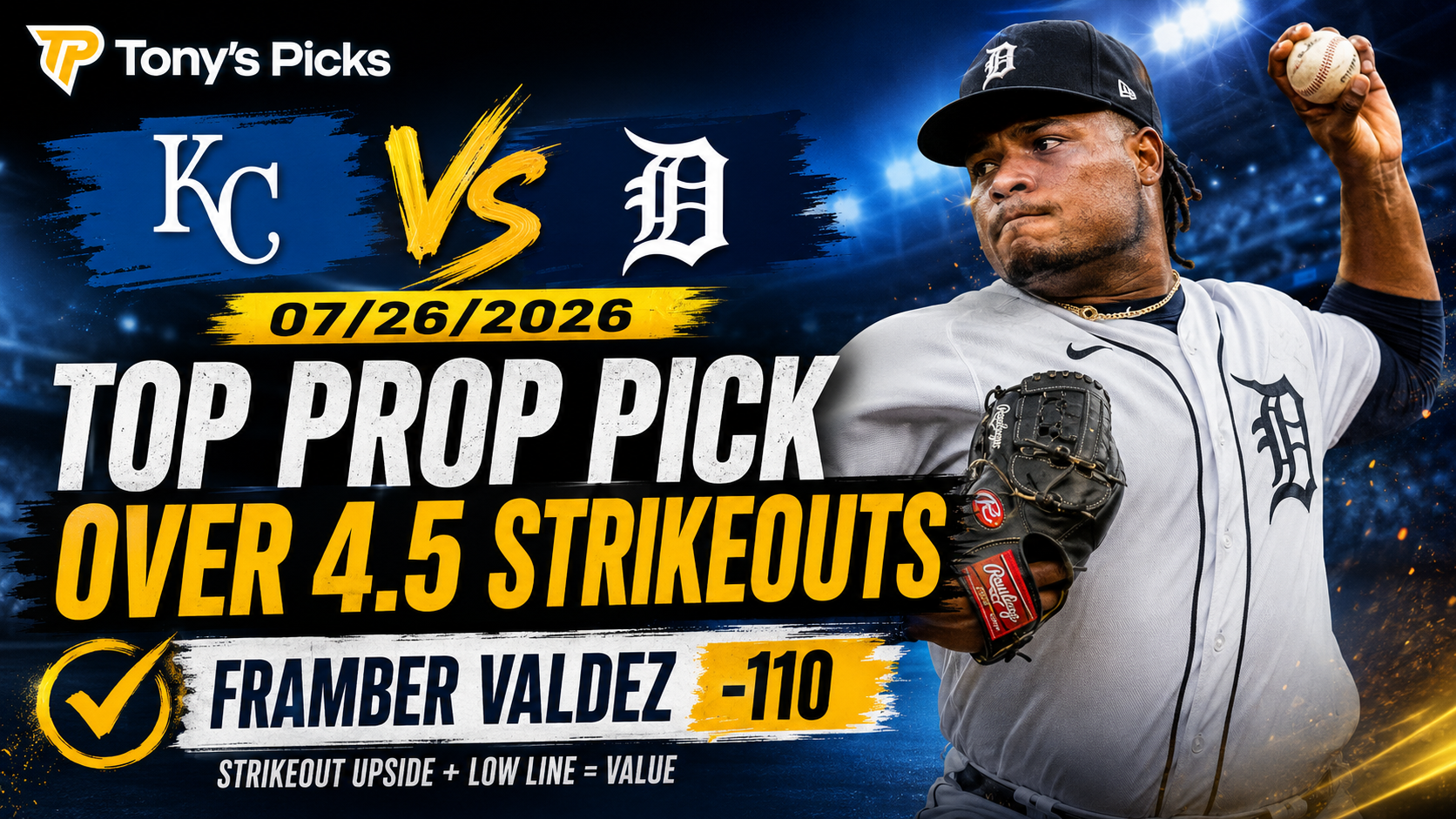 Kansas City Royals vs Detroit Tigers Prop Picks 07/26/2026 | A Low Strikeout Bar Creates Value featured image